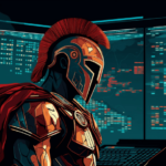 Vector art of Spartan soldier commodity trading.