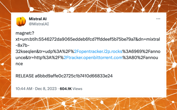 Mistral AI bucks release trend by dropping torrent link to new open source LLM