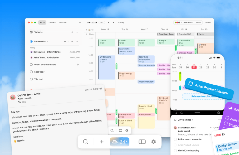 Amie brings your email inbox to its calendar app
