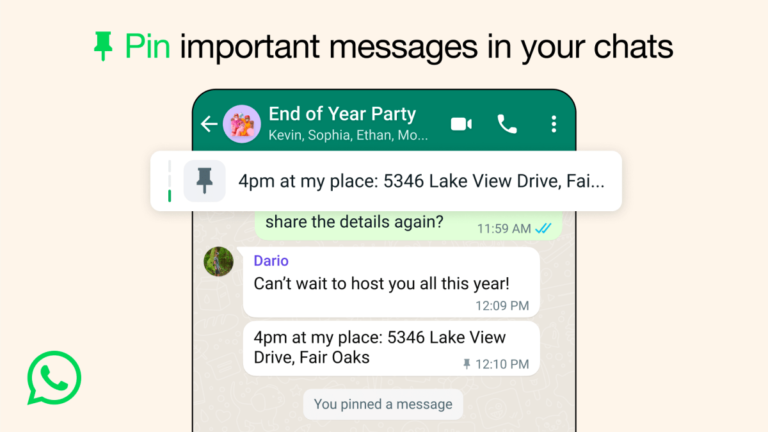 WhatsApp now lets you pin up to three messages in a chat
