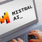 Mistral logo on laptop screen