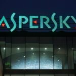 A Kasperksy logo sits illuminated at night above the headquarters of the cyber-security firm, in Moscow, Russia, on Tuesday, Dec. 9, 2014.