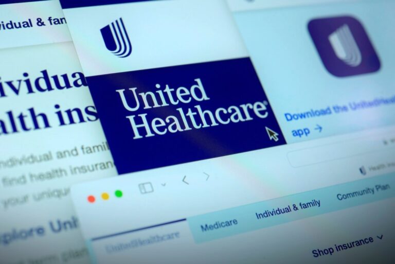 Pages from the United Healthcare website are displayed on a computer screen, Feb. 29, 2024, in New York. UnitedHealth says files with personal information that could cover “a substantial portion of people in America” may have been taken in the cyberattack on its Change Healthcare business.