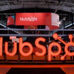 An HubSpot logo at the Boston Convention and Exhibition Center on September 06, 2023.