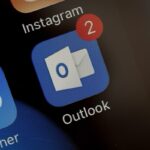 A photo of the icon for the Microsoft email app Outlook.